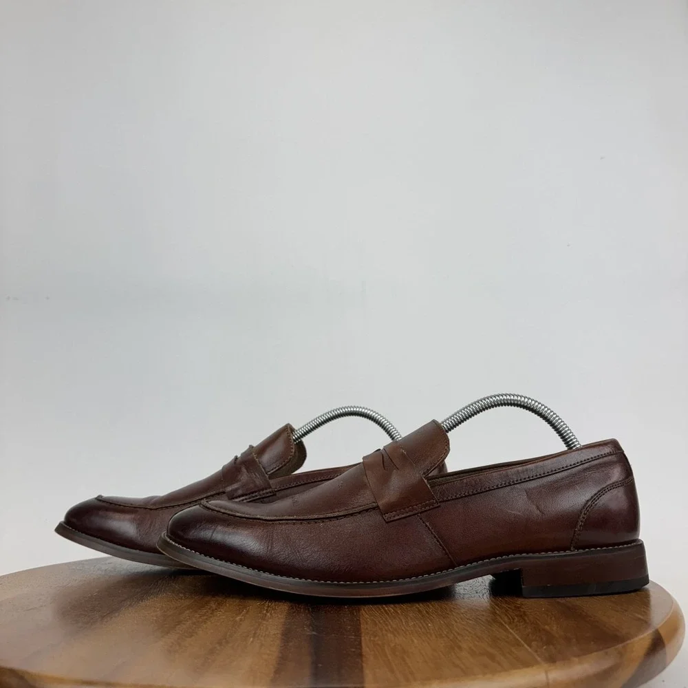 Mens Stacy Adams McCleary‎ Brown Leather Causal Penny Loafers Size 9.5 M GUC